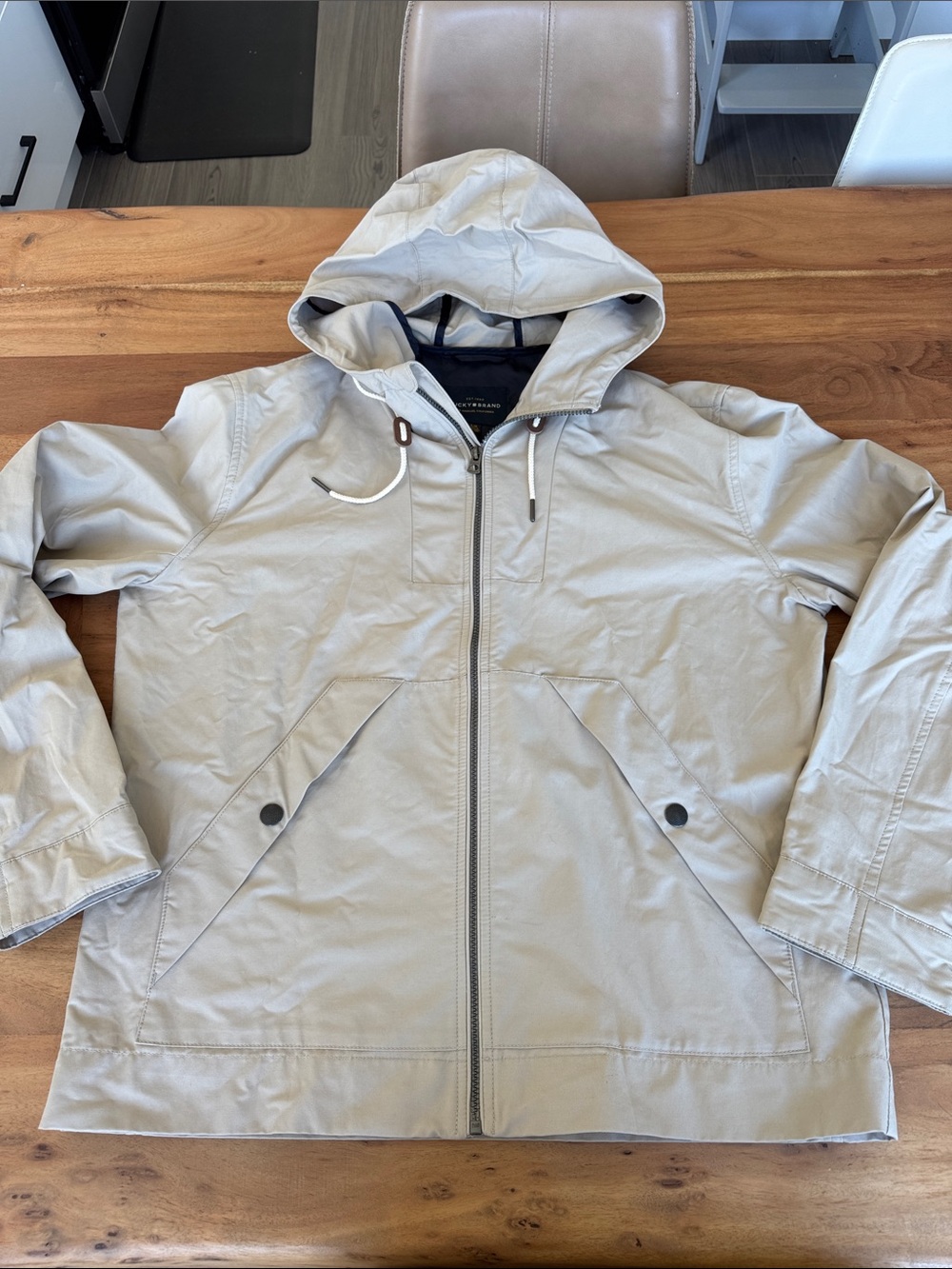 Lucky Brand Light Tan Hooded Raincoat